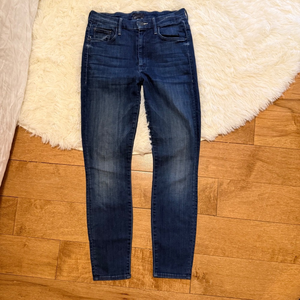 Mother High Waisted Looker Ankle Jeans Dark Wash Skinny Size 27 Designer Vibe